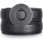 Wholesale Men's Minimalist Round Buckle Ratchet Belt Genuine Leather DC8683 - Image 2